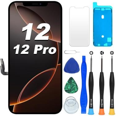 Imagem de DIGI4U Substituição de tela para iPhone 12/iPhone 12 Pro, tela retina 3D Touch True Tone de 6,1 polegadas para iPhone 12/12 Pro LCD Touch Digitalizador, kit de reparo para tela de substituição do