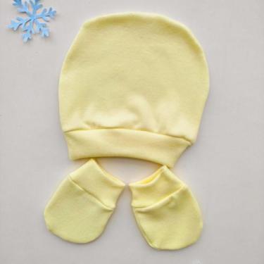 Imagem de Kit Touca e Luva Canelada Recém Nascido enxoval Saída de Maternidade -