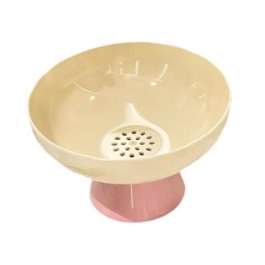 Imagem de Generic Fruteira elevada com orifícios de drenagem, bandeja para doces, acessório fácil de limpar, multifuncional para mesa de centro, base removível, Amarelo