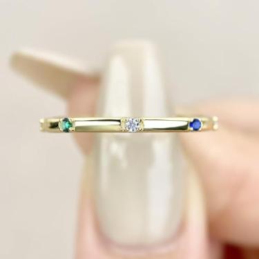 Imagem de 1 anel de zircônia micro incrustado banhado a prata branca para mulheres uso diário namoro melhor presente de aniversário joias finas presentes, Gold-10, Prata, Zircônia cúbica