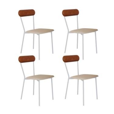 Imagem de Cadeira Vintage Emília Fixa C-4 Pes 450 X 505 X 810 Mm C-4 Un. Pés Brancos. Cy.areia Lgt-cn.cml Areia Lgt-cn.caramelo