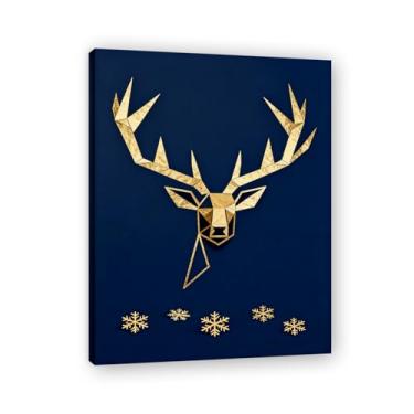 Imagem de Moldura interna. Pintura de Natal glamorosa minimalista, arte geométrica dourada, decoração de Natal moderna emoldurada para parede da sala de estar. A27. 60 x 80 cm - 23,7 x 31,5 pol