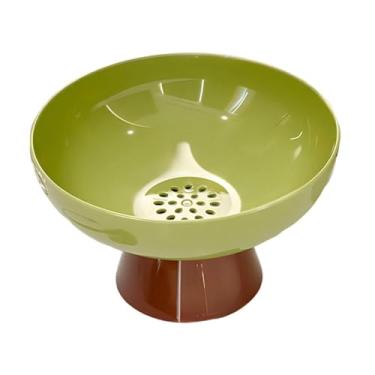 Imagem de Generic Fruteira elevada com orifícios de drenagem, prato para petiscos multifuncional, fácil de limpar, acessórios para sala de estar, base removível, Verde