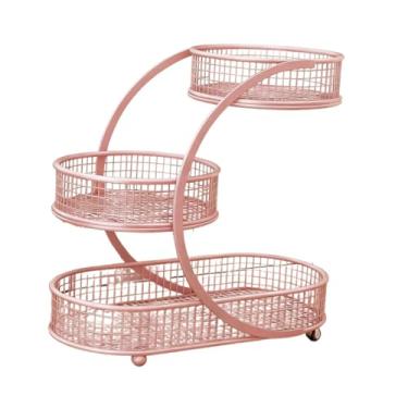 Imagem de Fxzqgnh Fruteira com Vários Níveis, Cesto de Armazenamento de 3 Níveis para de Cozinha, Mesa de Jantar E Pão, Rosa