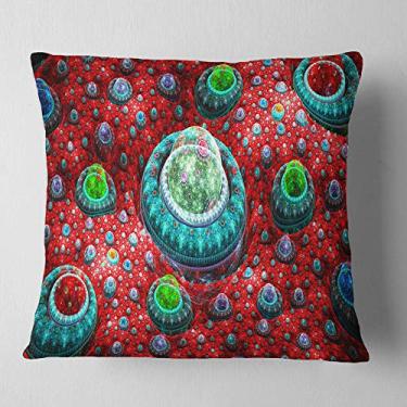 Imagem de Design vermelho fractal Exotic Planet Sala de estar, sofá, almofada de alta qualidade + capa de almofada impressa em ambos os lados 66 cm x 66 cm