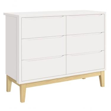 Imagem de Cômoda 6 Gavetas Classic New Branco Fosco Com Natural - Reller
