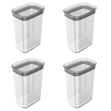 Imagem de Conjunto De Potes Herméticos 2,3 L 4 Peças Block Retangular Transparente Ou
