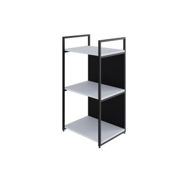 Imagem de Estante C/03 Prateleiras 84x45x33cm C/fundo Yon Branco Tx/est.preta Branco Tx/est.preta