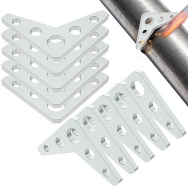 Imagem de Tzdxfgl 10 peças de reforço de aço para solda de aço, 1/10.2 cm de espessura, 3 x 3 polegadas, 5 furos, suporte de triângulo para suporte de vigas e decks, construção de moldura de madeira e pérgula