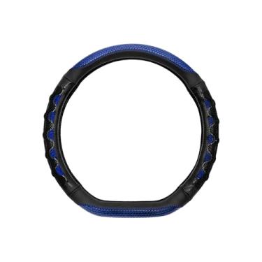 Imagem de HQRNYP Capa de volante de carro, capa de volante em forma de D, protetor de veículo de couro antiderrapante de 38 cm com favo de mel 3D, acessórios de proteção interna de carro para caminhão SUV Sedan