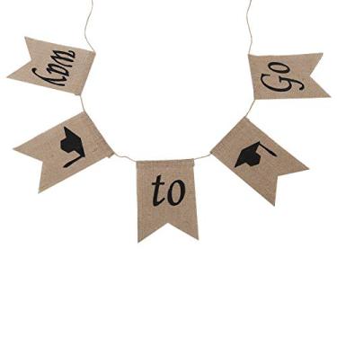 Imagem de Bandeiras suspensas de linho em formato de cauda elegante, bandeira de juta para decoração de festa, feita de material ecológico premium, perfeita para aniversário, casamento, chá (muito bem, chapéu