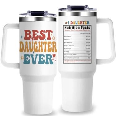 Imagem de GlitaZola Copo Daughter Tumbler Gifts for Daughters from Moms Best Daughter Ever Copo de 1,134 g com alça Presentes de Natal Dia das Mães para Filhas de Pais com Amor Infinito