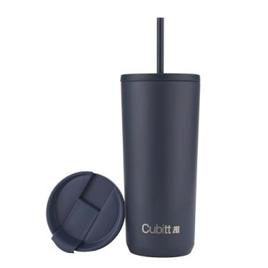 Imagem de Cubitt Caneca de viagem de 590 ml de aço inoxidável com parede dupla isolada a vácuo com 2 tampas, canudo e café, adequada para porta-copos, perfeita para bebidas quentes e frias