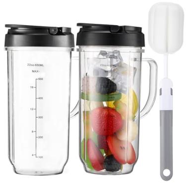 Imagem de Copos de substituição de 5 peças para peças de reposição Magic Bullet Copos de liquidificador de 623 g compatíveis com misturador de suco Magic Bullet série MB1001 250W, copo alto de 623 g com tampa