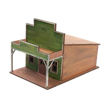 Imagem de oshhni Kit de modelo de construção de cidade em escala 1/72, quebra-cabeças 3D de madeira, montagem fácil, para montar cenários em mesa de areia, Bomboneria