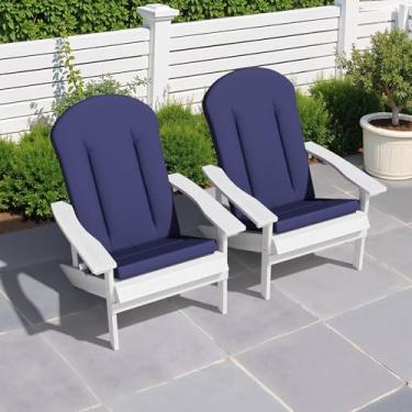 Imagem de Crestlive Products Adirondack Conjunto de 2 almofadas de cadeira de balanço ao ar livre à prova d'água resistente ao desbotamento 127 x 50 x 6 cm almofadas de substituição de pátio de encosto alto