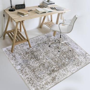 Imagem de Tapete de cadeira de escritório, tapete de cadeira de computador antiderrapante de 122 cm x 152 cm, tapete de cadeira de mesa resistente para piso de madeira, tapete de piso baixo e fácil de deslizar