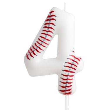 Imagem de Vela de aniversário, velas com número de aniversário com tema de beisebol, topo de bolo de vela para meninos, meninas, crianças, topo de bolo de aniversário, reuniões temáticas, suprimentos de festa