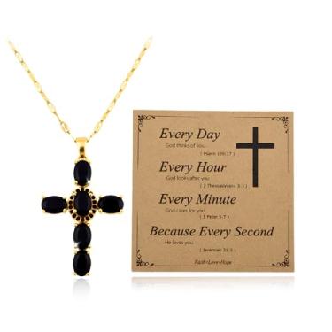 Imagem de YangQian Colar de cruz de Natal cristão para Deus, filho, filha, católico, religioso, presente de aniversário, batismo, comunhão, presente de confirmação, Zinco, Sem Pedra Preciosa