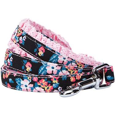 Imagem de (1.5m 1.6cm , Sleek Black with Lace) - Blueberry Pet Spring Made Well Floral Dog Collars, Harnesses, Leashes, Dresses or Toys