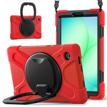 Imagem de Lunivop Capa para tablet compatível com Samsung Galaxy Tab A11 de 8,7 polegadas 2025 com suporte giratório de 360° militar - Capa de proteção resistente de grau para Samsung Tab A11 vermelha