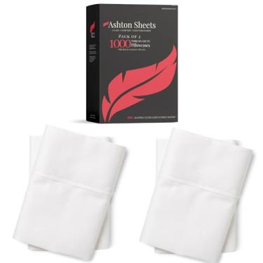 Imagem de Ashton Sheets Conjunto de fronhas de algodão egípcio de luxo padrão/queen com 4 fronhas de alta contagem de fios, fronha refrescante de trama de cetim para travesseiros padrão/queen - branca