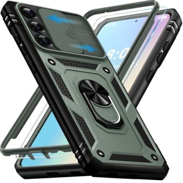 Imagem de Giyer Capa protetora para Samsung Galaxy S25 com protetor de tela, à prova de choque, à prova de quedas, resistente e resistente, anel resistente, capa protetora para Samsung S25 (verde militar)