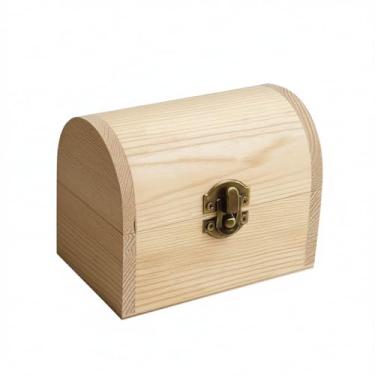 Imagem de Ami.Todfo Caixa de tesouro de madeira inacabada com fecho de bronze, caixa de armazenamento de artesanato de pinho para decoração DIY, pequeno recipiente decorativo para joias, artesanato, caixa de