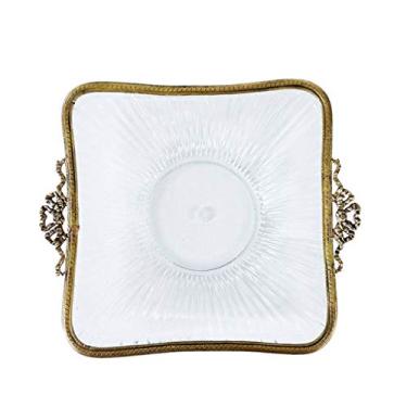 Imagem de Prato de frutas criativo para armazenamento doméstico feito à mão em latão velho vidro lateral prato raso prato de armazenamento prato de frutas