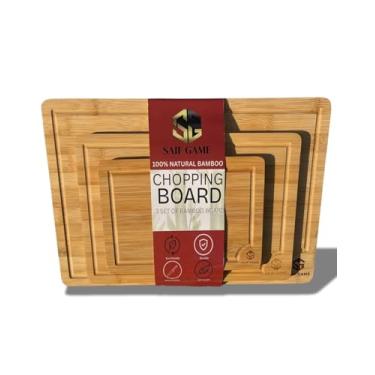Imagem de Conjunto de 3 tábuas de corte de bambu (9 x 5,9, 12 x 7,87, 38 x 25,4 cm)