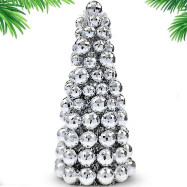 Imagem de Silipull Decoração de mesa de lareira de árvore de Natal de 40,6 cm, enfeites de bola decorativos, decoração de árvore de Natal para celebração de festivais de Natal, decoração de festa temática de