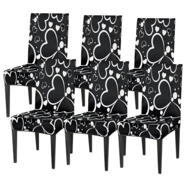 Imagem de hongjinglin Conjunto de 6 capas elásticas para cadeira de sala de jantar, capa protetora de assento de cadeira, estampa de borboleta, removível, lavável, para cozinha, casa, hotel, banquete, festa de