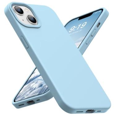 Imagem de Capa OuXul para iPhone 14, iPhone 13, à prova de choque, de silicone líquido, capa protetora para celular com forro de microfibra macio antiarranhões, capa ultrafina com proteção contra quedas de 6,1