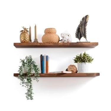 Imagem de Prateleira Invisível Suspensa de Madeira – Flutuante Moderna e Minimalista para Sala e Quarto (Com 2 Envelhecida 60cm)