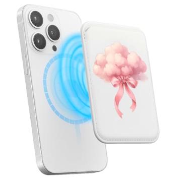 Imagem de Suporte de cartão magnético para iPhone, capa fina de couro PU, capa traseira para cartão, acessório de telefone fofo