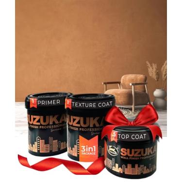 Imagem de SUZUKA Tinta de textura Strato SVL-404, efeito lima, parede fosca - gesso de limão, tinta interior veneziana, primer e revestimento superior de cera incluídos, Summer Sahara