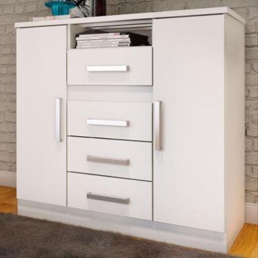 Imagem de Cômoda Canadá 2 Portas 4 Gavetas 100% Mdf Branco - Panorama Móveis, Br