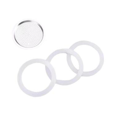 Imagem de 3 Peças De Juntas De Silicone E 1 Peça De Filtro De Alumínio Para Cafe
