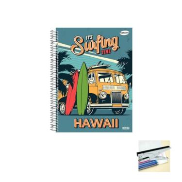 Imagem de Kit Caderno Masculino 1 Matéria Capa Dura 96 Folhas + Caneta Esferográfica e Grampeador