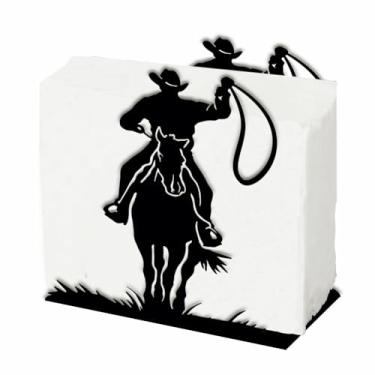 Imagem de SUPERDANT Suporte de guardanapo de cowboy ocidental para mesa dispensador de serviço de cowboy organizador de guardanapos de coquetel de mesa suporte de toalha de papel de seda de metal para sala de