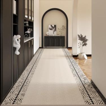 Imagem de HGTRH Carpetes Corredores antiderrapante Corredor, Corredor, Corredor, Tapete de Cozinha Abstrato Cinza Escuro Lavável a Metro, Tapete Longo e Longo Customizável C 50 x 220 cm