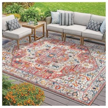 Imagem de SPXMQSS Tapetes externos para jardim, resistentes ao desgaste, antiderrapantes, grandes, para uso externo, fácil de limpar para varanda, deck, varanda, jardim, piquenique C 120 x 160 cm