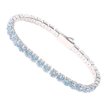 Imagem de HMJ Pulseira de tênis Moissanite para mulheres, pulseira de tênis de diamante de 4 mm/5 mm de casamento, formatura, joia de presente de aniversário para mãe/esposa, tamanho 15 a 19 cm, 7.5 inch, Aço