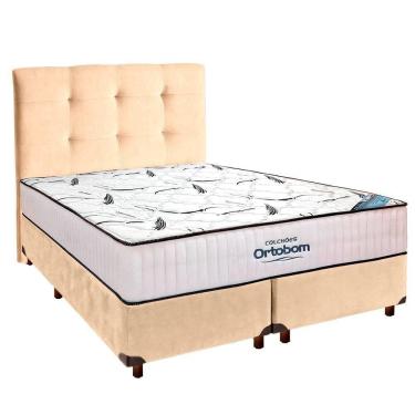 Imagem de Cama Box Perola+ Colchão Queen High Foam Ortobom + Cabeceira