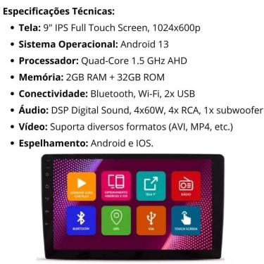 Imagem de Central Multimídia Android 2 Din Spacefox Moldura 9 Câmera Ré
