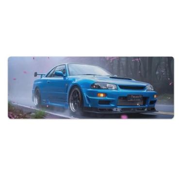 Imagem de HouLaiZhe JDM Tapetes de mesa de carro JDM R32 ーthree_browse-bin) Tapetes de mouse para jogos, tapetes de mesa grandes para teclado de mesa, computador, 30 x 80 cm