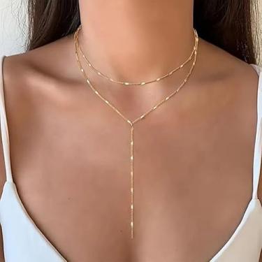 Imagem de Colar longo em Y dourado para mulheres, delicado em forma de Y, com contas torcidas, joias em camadas, presentes de amizade para mulheres, presentes de Natal, Dia dos Namorados