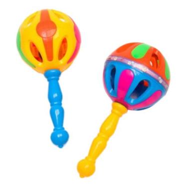 Imagem de 2 Maraca Chocalho Guizo Brinquedo Bebê Estímulo Sensorial - fuxing