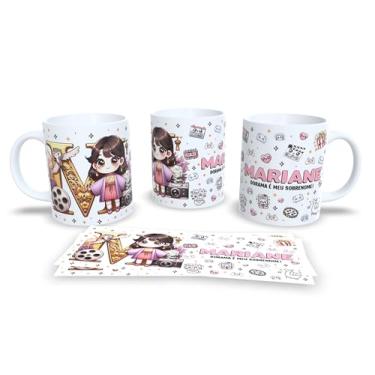 Imagem de Caneca Personalizada Amanda, Design Dorama, Anime Kawaii, Cerâmica Branca, com Ilustração de Personagem (M)