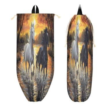 Imagem de xigua Suporte de parede para saco de plástico para corrida de cavalos com cordão, 1 pacote, organizador de sacolas de supermercado reutilizável para bolsas, meias, roupas íntimas e gravatas